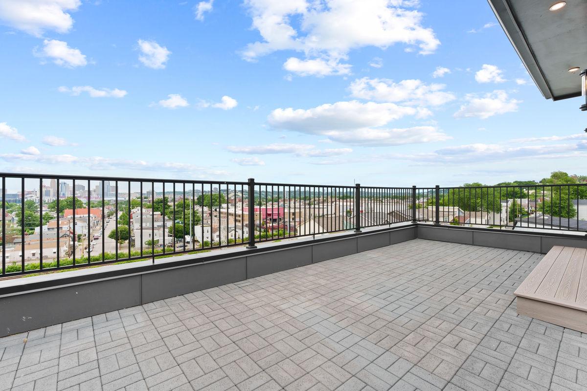 Kitchen with skyline views